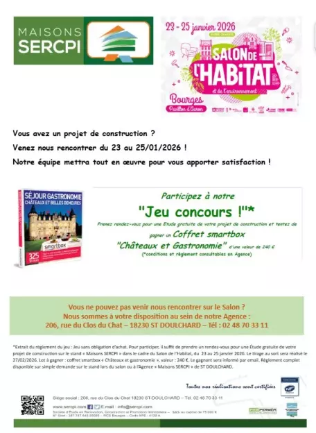 Salon de l'habitat 2026 de Bourges avec Maisons SERCPI